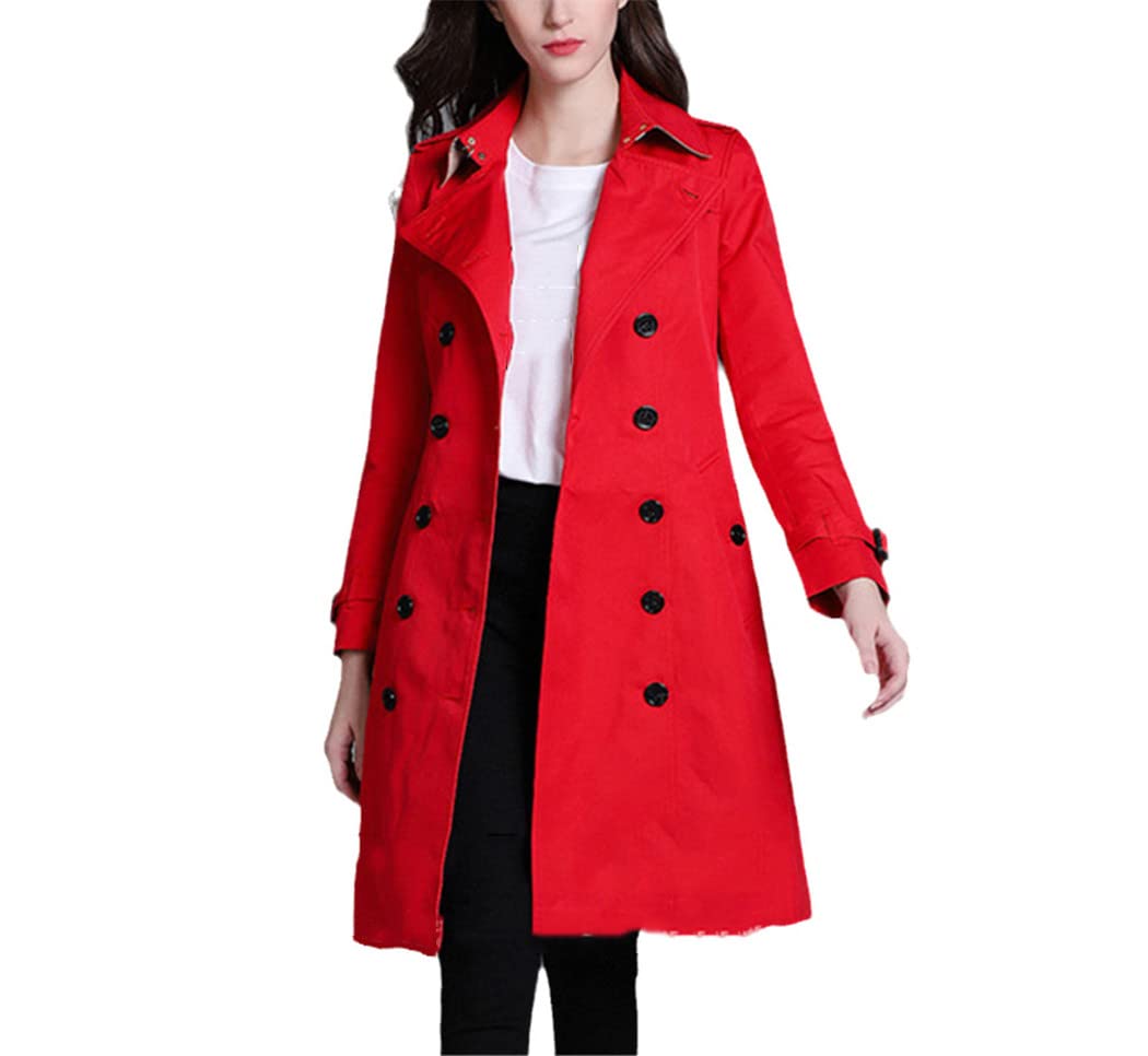Autumn Winter Womens Luxury Windbreaker Outerwear Lapel Double Breasted Coat With Belt Buckle Trench