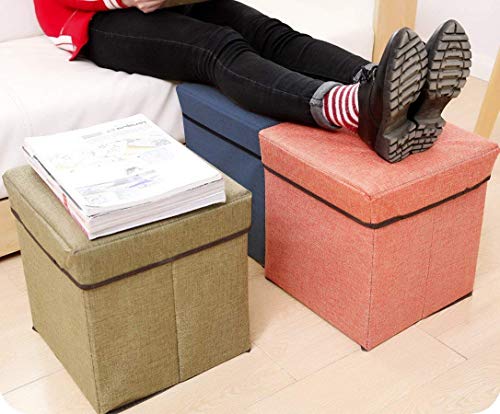 Image of Foldable Storage Pouffe Ottoman Bench, Multicolor, 30x30x30cm