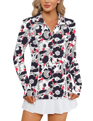 Image of LOMON Women Long Sleeve Shirts Sun Protection 1 /4 Zip Summer Quick Dry Hiking Shirts Quarter Zip Pullover for Women