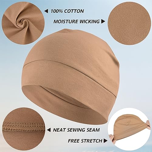 Image of Headshion Cotton Skull Caps for Men Women,2-Pack Lightweight Beanie Sleep Hats Breathable Helmet Liner