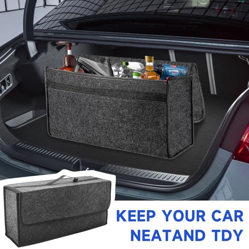 VAGCARS Auto Kofferraum Organizer, Faltbar Kofferraumtasche, Rutschfest Filz Auto Organizer Toolbag mit Klettbändern, Universell Autotasche, Kfz Zubehör Geeignet für alle Fahrzeuge