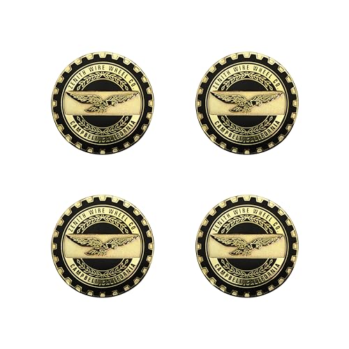 Image of Zenith Gold & Black Metal Wheel Chip Emblems (Set of 4) | 24K Triple Gold Plated Solid Metal Wheel Chip Emblems, 2.25 inch | for Lowriders with Cut or Recessed Knock Off Spinner Caps
