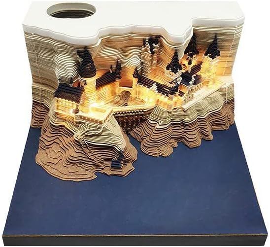3D-kalender 2026, afscheuren, bureaukalender met ledverlichting, tafelkalender, notitieblok met penhouder, zelfklevende notities voor kalender, creatief cadeau voor Kerstmis, woondecoratie (roze