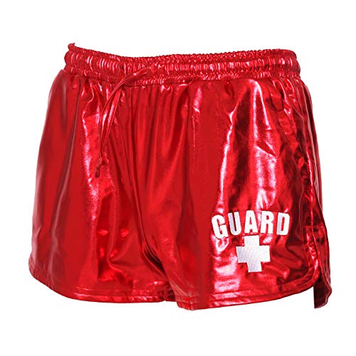 BLARIX Womens Guard Metallic Shorts (Red, Small)