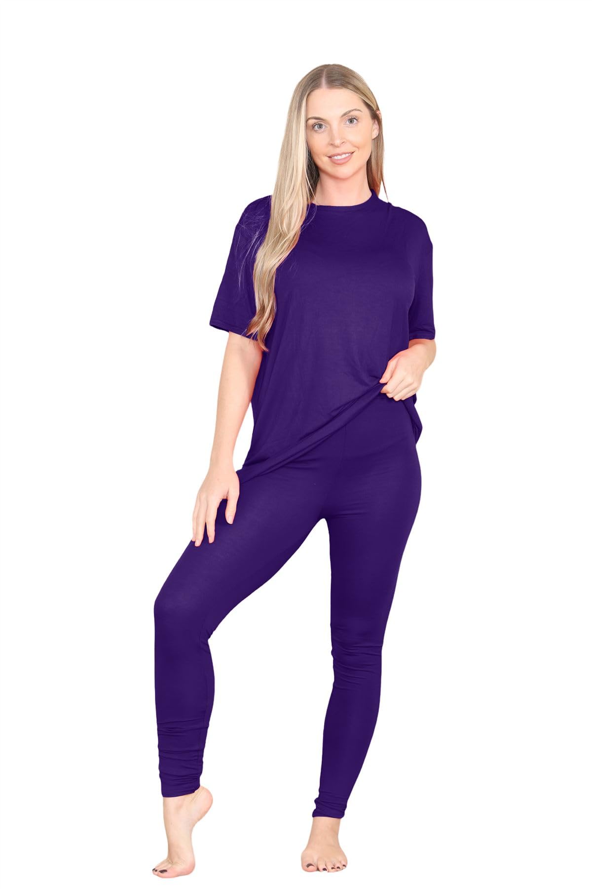 Set di leggings da donna in tinta unita, oversize Viola Medium