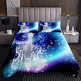 Photo Gallery copriletto per chitarra rock music, per ragazzi e ragazze, con stampa di strumenti musicali, per camera da letto, 2 pezzi Photo Gallery copriletto per chitarra rock music, per ragazzi e ragazze, con stampa di strumenti musicali, per camera da letto, 2 pezzi