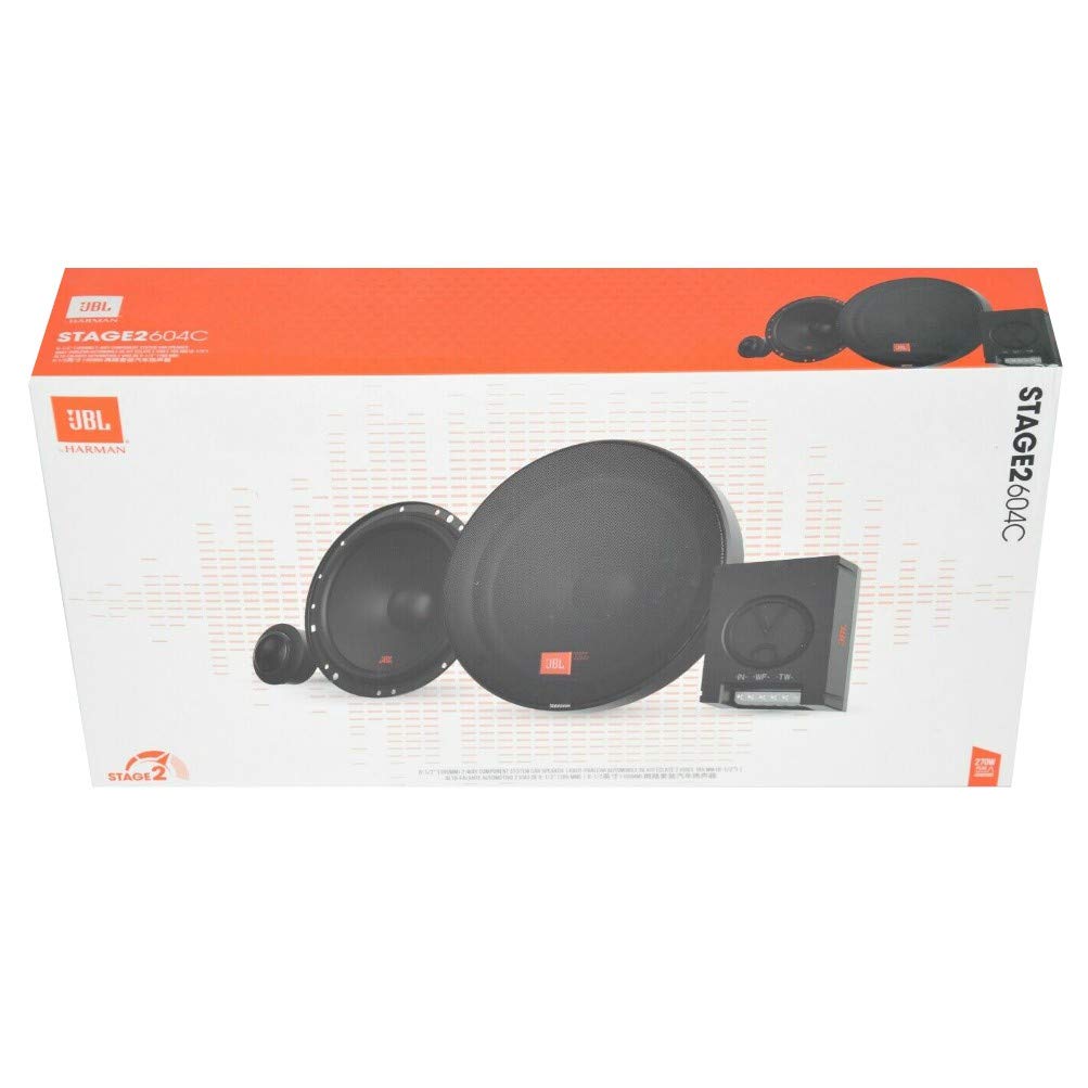 1 Kit JBL STAGE2 604C Sistema de 2 vías 6.5" 165 mm 16.50 cm 45 vatios rms 270 vatios máx con woofer Tweeter Crossover 4 ohmios Negro, el par