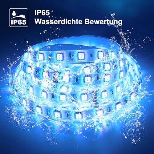 Bluetooth Wasserdichtes LED Streifen 10M (2x5M), 60 LED/M, 600 LEDs Superhell,5050 Outdoor RGB Seil-Licht mit App&44 Tasten Fernbedienung, Musik Sync Farbwechsel für Decken/Haus/Party/Außen Deko