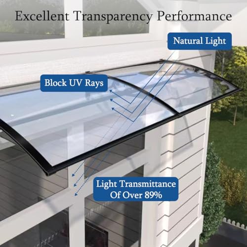 Auvent de porte en polycarbonate bleu robuste et imperméable - 6