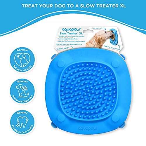 Aquapaw Premium XL Licking Mat for Dogs | Non-Slip Slow Feeding Mat | Anxiety Relief & Boredom Reducer | Blue