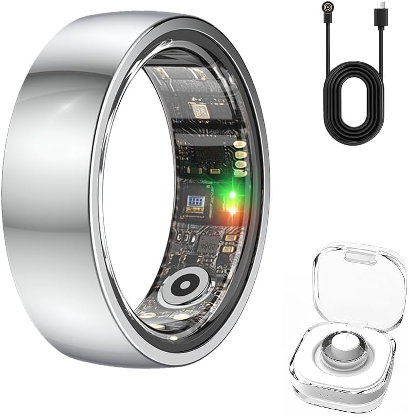 Smart Ring Fitness Tracker with GPS Route (Silver, #11)