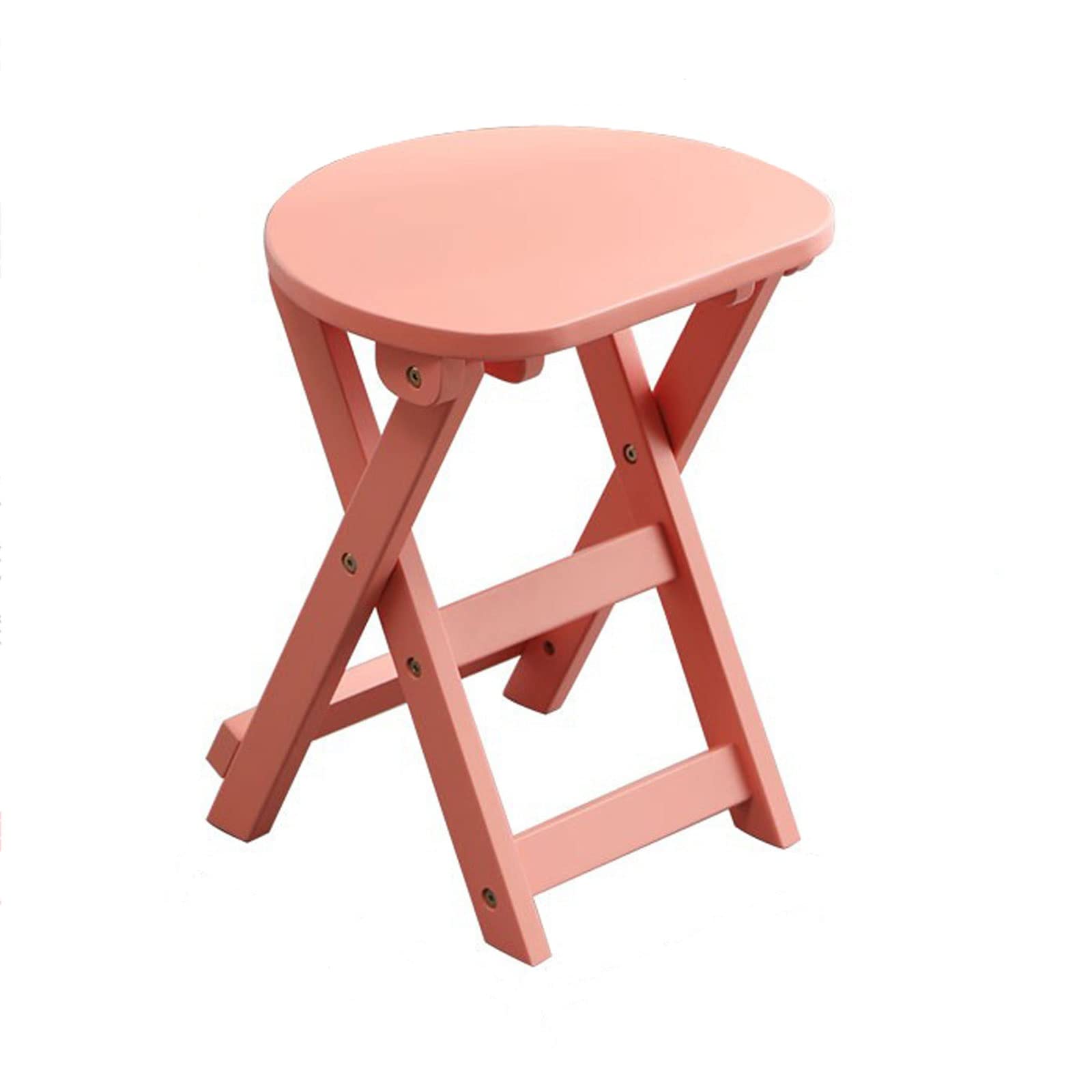 GTHTUHFD Stools To Sit On Folding - Kitchen Chairs Folding Bars, Stool Solid Wood Folding Stool Seat Diameter 36Cm Lightweight And Portable Seat Height 43Cm And 62Cm,Pink-43cm