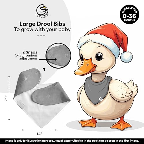 Premium Baby Bibs – 3 Pack for Boys & Girls | Natural Cotton, Super Absorbent Drool & Teething Bibs with Adjustable Snaps - White Bandana Bibs3