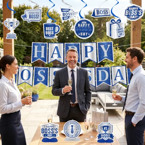 Image of Boss Day Office Appreciation Banner Swirls Honeycomb Decor 13pc