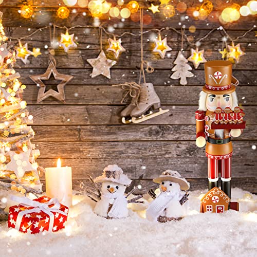 Karenhi 15 Inch Christmas Wooden Nutcracker 15 Inch Traditional Nutcracker Festive Decor for Xmas Party Shelves and Tables(Gingerbread Man)