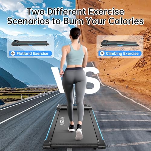 MODIDA 2-in-1 Under Desk Treadmill, Foldable Walking Pad for Home Office, Portable Electric Treadmill with Remote Control & LED Display, Compact Running Machine for Small Spaces, 300 lbs Capacity