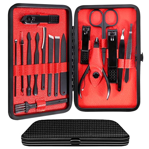 Manicure Set,Nail Clippers Set for Toe&Finger Nail, Nail Cutter Pedicure with Luxury Travel Case and Nail File,Grooming Kit for Men Women Fingernail Toenail Clip Set