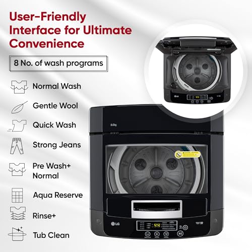 Image of LG 8 Kg 5 Star Smart Inverter Fully-Automatic Top Load Washing Machine (T80SKMB1Z, Middle Black, TurboDrum | Punch + 3)