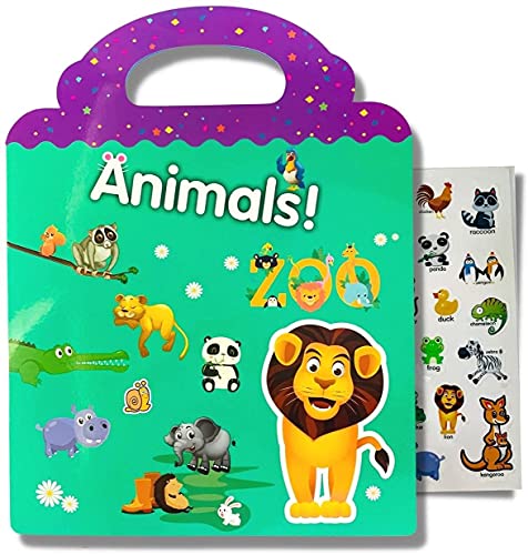Image of Chocozone 32 Reusable PVC Stickers Book Waterproof Stickers Toys for 2 Years Old Boys & Girls Learning Preschool Educational Book for Kids (Animals)