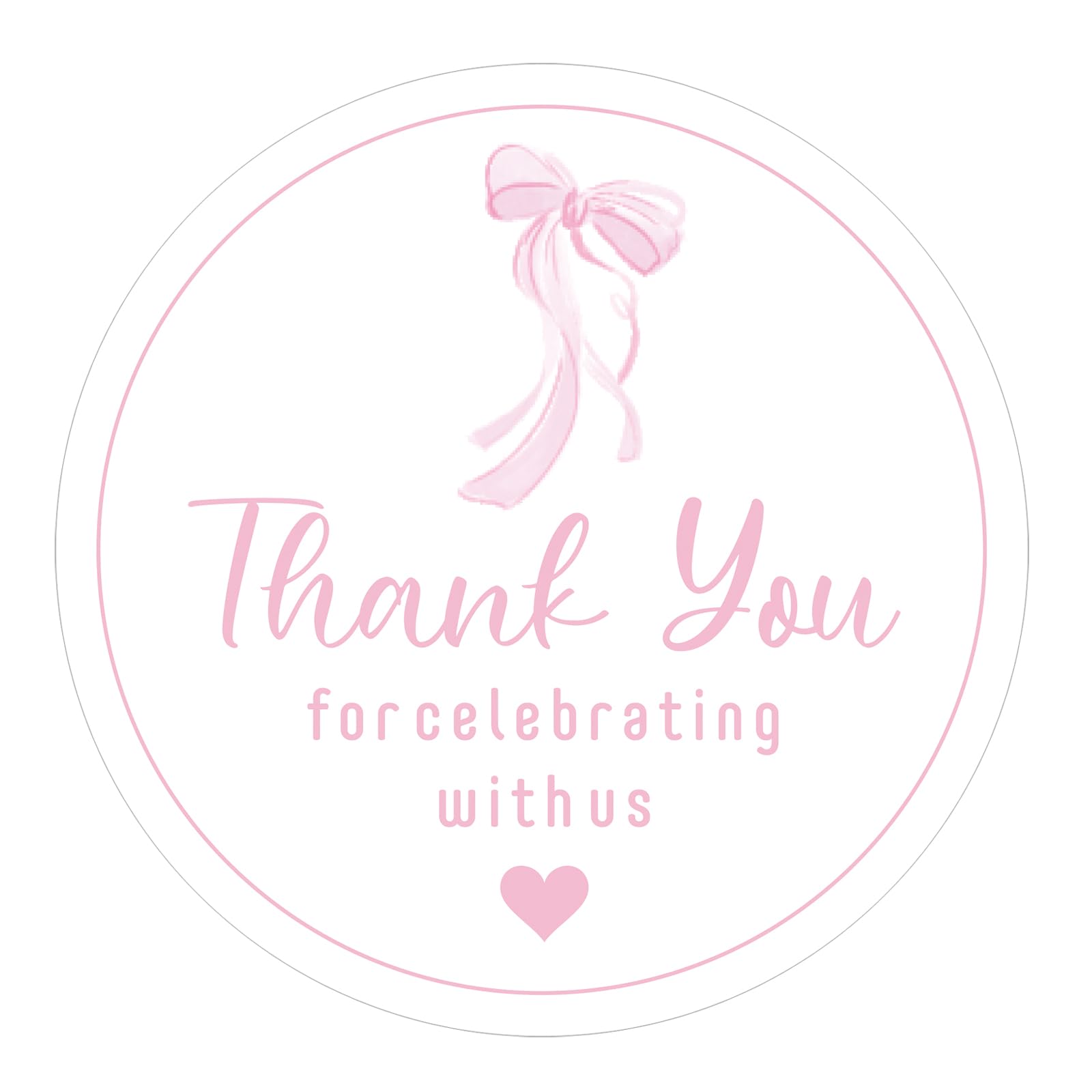 Pink Bow Thank You Stickers - Anwyll 60Pcs 2In Cute Bowknot Thank You Party Favor Stickers Self Adhesive Thanks for Celebrating with Us Sticker Baby