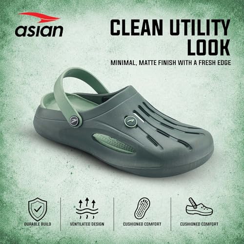 Image of ASIAN AGC-25 Men's Lightweight EVA Clogs | Soft Comfort & Breathable Vent Upper | Anti-Slip Grip Sole & Casual Slip-On