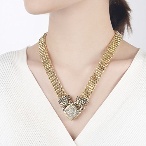 UNY Short Necklace 48cm Popcorn chain Pave Rhinestone Classic Elegant Vintage Antique Jewelry2