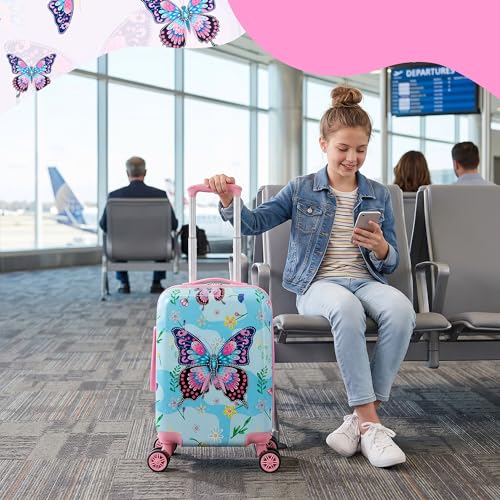 Image of Kid's Luggage Set 2 Piece Suitcase Set 16 inch Hardside Luggage with Spinner Wheels Girls Carry on Toddler Travel Rolling Suitcase