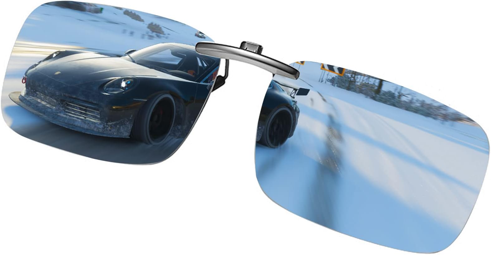 Polarized Clip On Sunglasses Rimless Anti Glare UV Protection Sunglasses for Prescription Glasses, Silver Mirrored, Medium