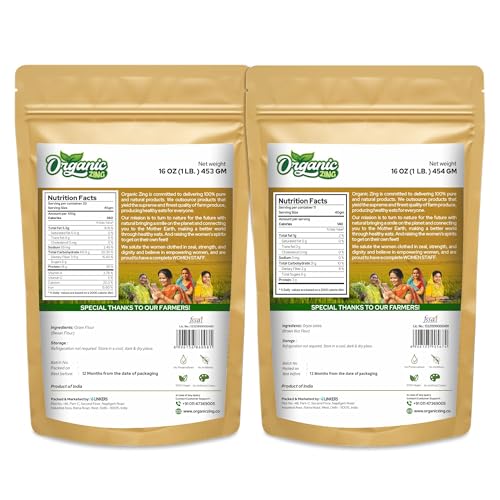 Image of Organic Zing Besan Flour also known as Chickpea Flour, Bengal Gram Flour or Garbanzo Bean Flour - |Vegan| Product of India (Chana Besan + Brown Rice Flour)
