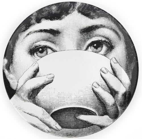 AlphaDesignLuxe 10" Italian-Style Decorative Plate – Modern Art Face Design,