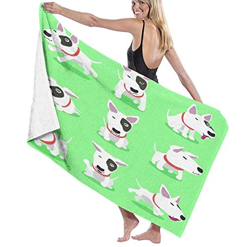 BAAROO Große, weiche Mikrofaser-Badetuchdecke, Cartoon-Charakter, Bullterrier-Hundepositionen, Badetuch, Strandtuch für Familienhotel, Reisen, Größe S 130 cm x 80 cm BAAROO Große, weiche Mikrofaser-Badetuchdecke, Cartoon-Charakter, Bullterrier-Hundepositionen, Badetuch, Strandtuch für Familienhotel, Reisen, Größe S 130 cm x 80 cm