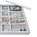 Oirlv 24 Grid Ice Velvet Jewelry Drawer Organizer Tray Stackable Jewelry Trays Removable Dividers for Rings Earring Storage Display