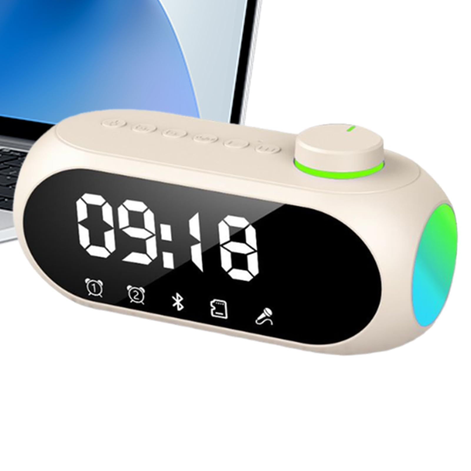 Altavoz con despertador digital inalámbrico y reloj de mesa inteligente para dormitorio