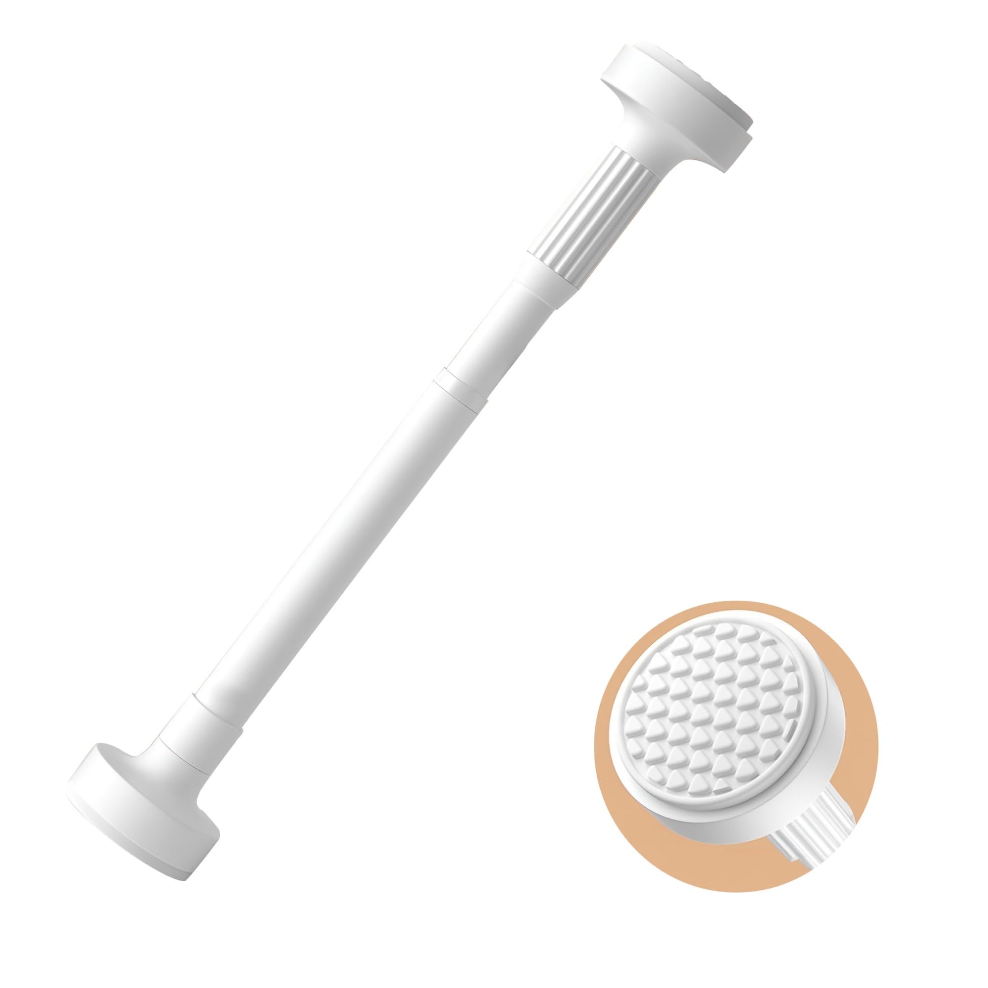 Gzdxbf White Extendable Curtain Tension Rod, Stainless Steel Shower Curtain Pole Anti-Slip Drapery Rods For Window Bathroom, Bedroom(,110-190Cm)