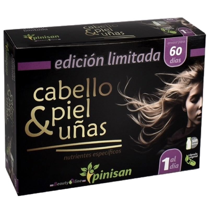 Pinisan | Cabello, Piel y Uñas - Edición Limitada - 60 Cápsulas - Suplemento Nutricional para Fortalecer Cabello, Piel y Uñas - Sin Lactosa