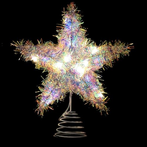 Weihnachtsbaum Spitze Stern, LED Glitzernd Weihnachtsdeko Weihnachten...