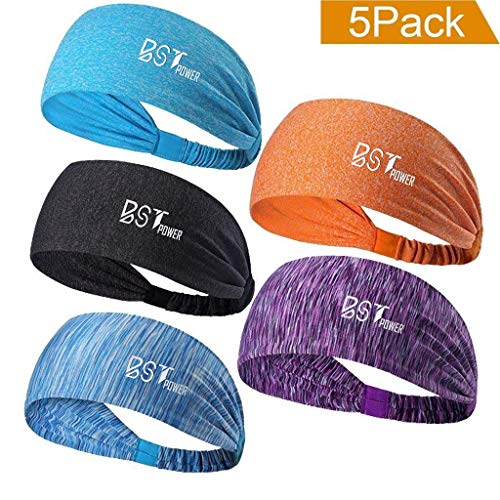 BST POWER Sweatbands Sports Headbands Wicking Stretchy Head Wrap Ideal for Yoga/Cycling/Running/Fitness Exercise
