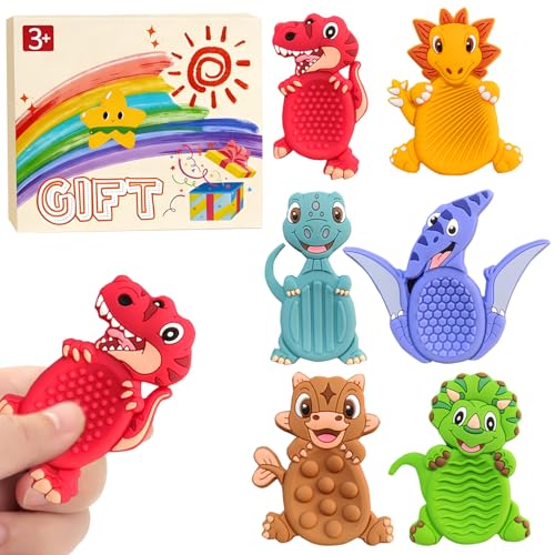 6pcs Dinosaur Sensory Fidget Stress Toys, Autism Calming Special Education Classroom Travel Essentials, Boy Girl Birthday Gifts Party Favor