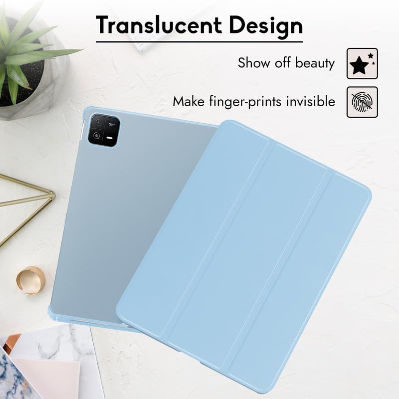 Image of Robustrion Cover for Xiaomi Mi Pad 6 Case Cover 11 inch Flip Stand Cover with Transparent Back for Xiaomi Pad 6 [Auto Sleep Wake Support] - Light Blue