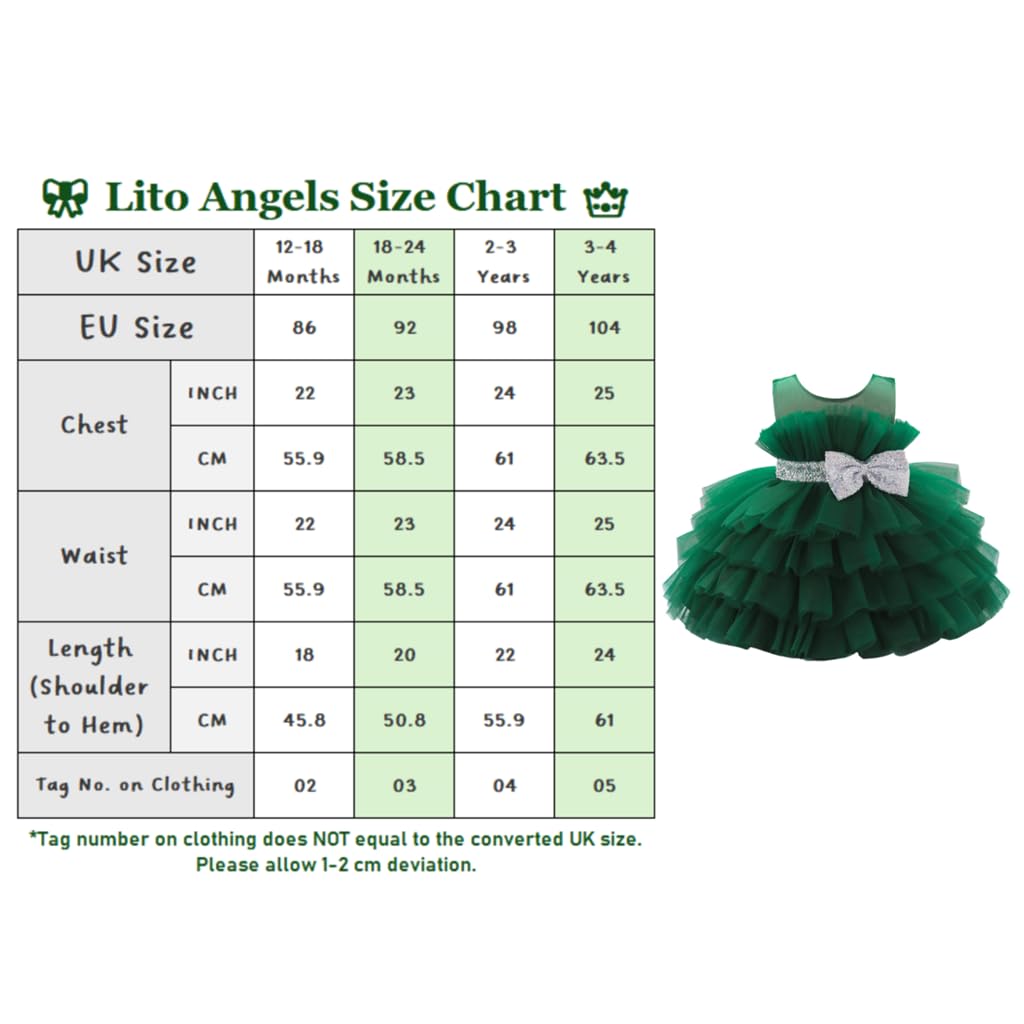 Lito Angels Vestido de Fiesta de Tul para Bebés y Niñas | Volantes plisados, Falda de tul en capas, Fajín con lazo, Boda, Cumpleaños, Comunión