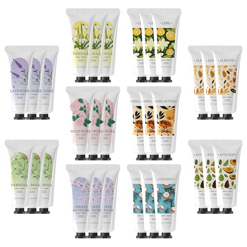 BODY & EARTH Hand Cream 30 Pack Hand Lotion Travel Size Small Gifts for Women Mini Lotion Bulk Bachelorette Party Favors Bridesmaid Gifts Stocking Stuffers Gifts for Christmas