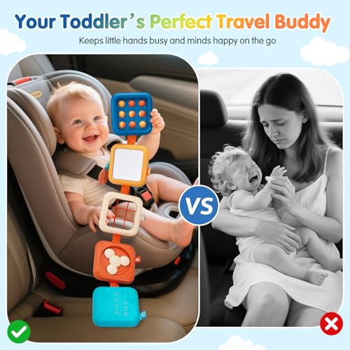Image of Busy Board for 1 Year Old,Travel Toys for Toddlers 1-3,Montessori for 1 2 Year Old Boy Girl,Airplane Toys for Toddlers,Busy Board Cube Toy for 12-18 Months