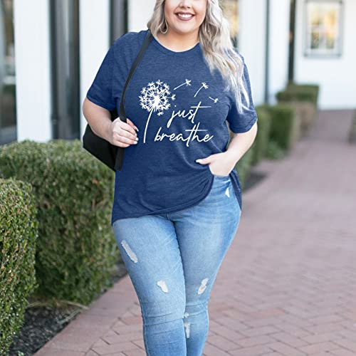 Womens Plus Size Dandelion Print Tshirt Cute Graphic Floral Tees Short Sleeve Summer Blessed Tee Tops4