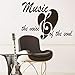 Produktbild yiyiyaya Wandtattoo Zitat Musik die Stimme der Seele Phrase Recording Studio Decor grau 71x132cm