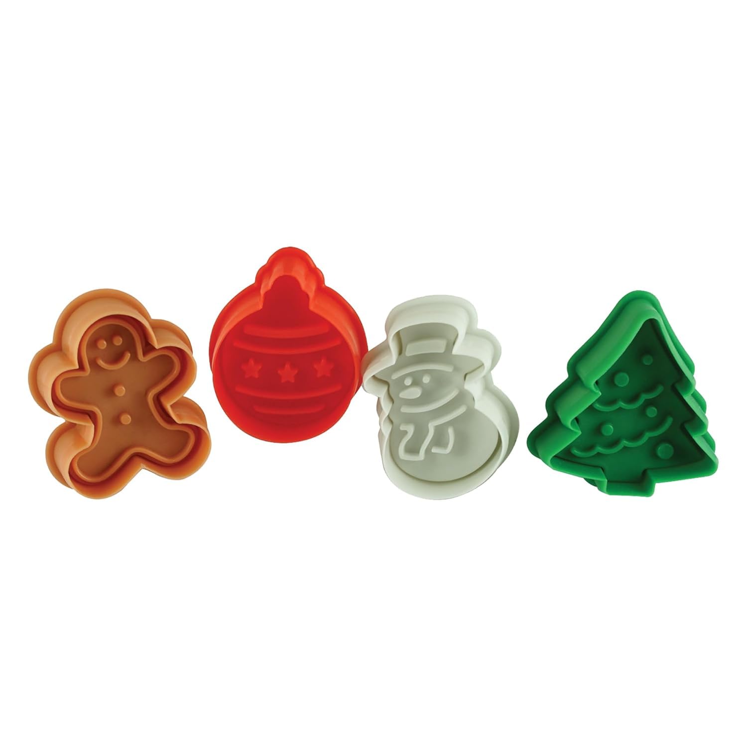 Baking set 4 Pc Christmas Gingerbread Plastic Biscuit Cutter Plunger Cutter 4