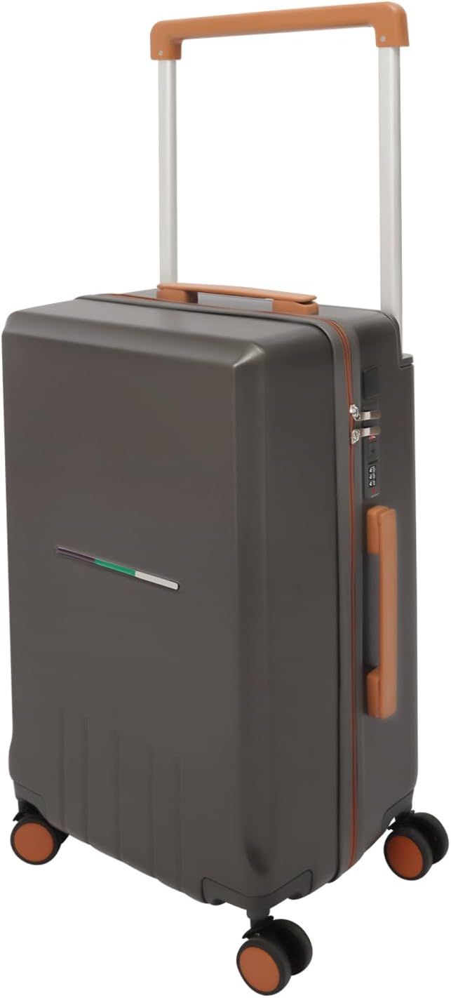 24" Mini Trips Suitcase, Carry On Luggage Suitcase w/Wheels, Multi-Function Trolley Case USB Charging, PC Hard Shell Rolling Wide Handle Luggage w/TSA Lock for Business, Weekend (Grey)
