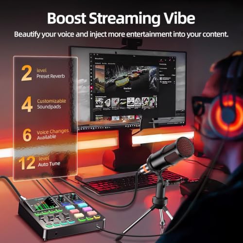 Image of PUPGSIS Podcast Equipment Bundle, Audio Mixer with XLR Dynamic Microphone, Pro-preamp, Bluetooth 5.3, All-in-One Gaming Equipment Set for Podcast Recording, Live Streaming, Video Vocals, PC, Phone, DJ