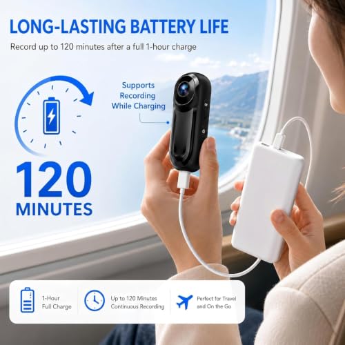 Image of Mini Body Camera 1080P, 512G Thumb Action Camera, Tiny Size, Mount Anywhere, Portable Sports Cam with Magnetic & 360 Clip, Hands-Free Recording for Motorcycle /Sports /Bike /Pet (SD Card Not Included)