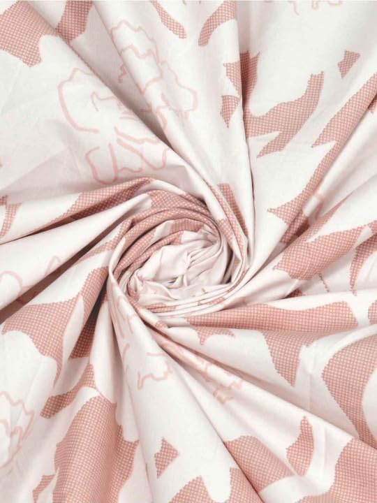 Image of King Size Fitted Bedsheet for Double Bed | 300 TC Cotton Feel Microfiber | All Around Elastic with 2 Frill Pillow Covers | Soft & Durable | (PinkFloralFrill, Fitted -60x78 Queen)