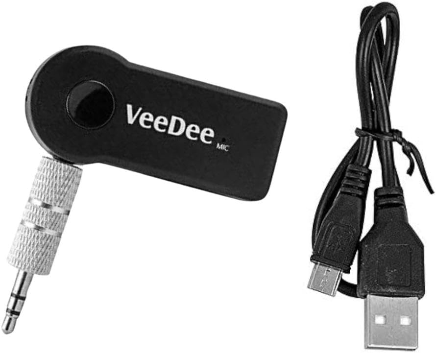 VeeDee Bluetooth Receiver Hands Free Car Kit, Portable 3.5mm, AUX Adapter, 4.2, for iPhone, Samsung and Other SmartphonesWireless Music Streaming in Car, Home Audio Systems, Headphones, Speakers